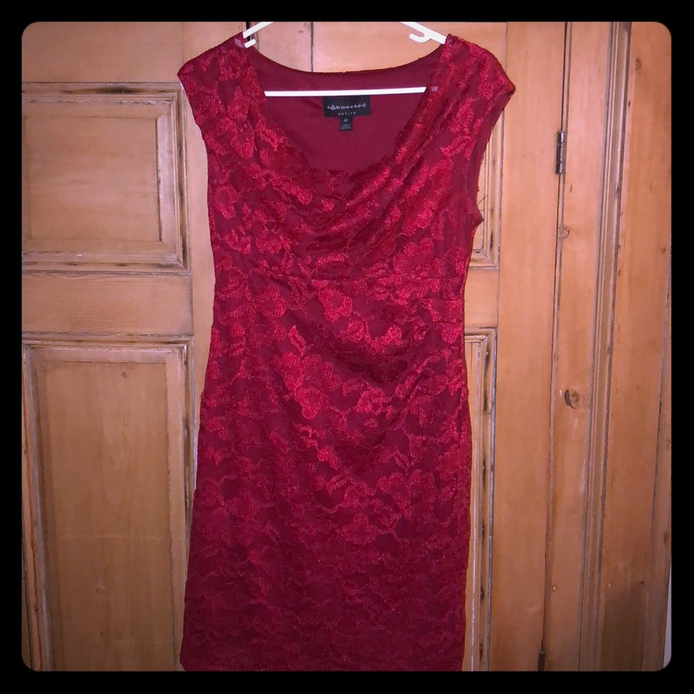 Wine Colored Lace Dress by Connected-size 4P